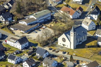 Aerial view, Family Centre Kleine Strolche Altenhof Kindergarten, St. Marien Kirche Altenhof,
