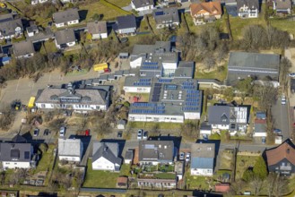 Aerial view, day nursery Unterm Regenbogen, community primary school Hünsborn,