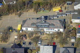 Aerial view, day care centre Unterm Regenbogen, Kardinal-Jäger-Straße, Hünsborn, Wenden, Sauerland,