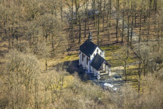 Aerial view, Dörnschlade Chapel, Altenhof, Wenden, Sauerland, North Rhine-Westphalia, Germany, DE,
