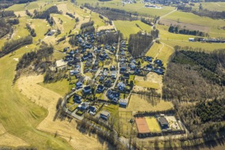 Aerial view, golf course Dörnscheid, Golfclub Siegen-Olpe, golf meadow and bunker with golf player,
