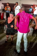 Old Cubans dance at the Salza market to the music of a live band, Trinidad, Cuba, Sancti Spíritus,