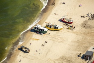Sarbinowo, fishing, fishing boats lying on the beach, ships, Baltic Sea coast, Województwo