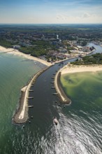 KoÅ'obrzeg, Kolobrzeg, harbour entrance, pier, Baltic Sea beach, Baltic Sea coast, Województwo