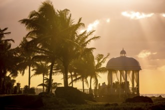 Wedding pavilion on the beach of Varadero with sunset in the hotel complex PARADISUS VARADERO