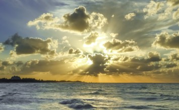 Varadero beach in the PARADISUS VARADERO RESORT SPA hotel complex at sunset, Varadero, Cuba,