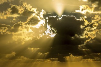 Cumulus clouds during sunset on the beach of Varadero, Varadero, Cuba, Matanzas, Cuba, Central