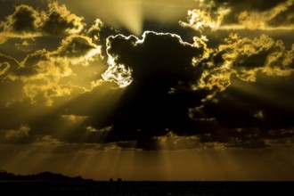 Cumulus clouds during sunset on the beach of Varadero, Varadero, Cuba, Matanzas, Cuba, Central