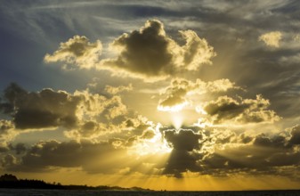 Cumulus clouds during sunset on the beach of Varadero, Varadero, Cuba, Matanzas, Cuba, Central