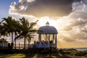 Wedding pavilion on the beach of Varadero with sunset in the hotel complex PARADISUS VARADERO