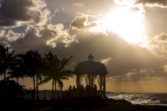 Wedding pavilion on the beach of Varadero with sunset in the hotel complex PARADISUS VARADERO