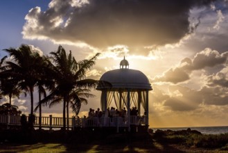 Wedding pavilion on the beach of Varadero with sunset in the hotel complex PARADISUS VARADERO