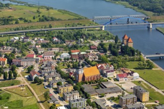 Wolin, Nikolai Church, bridge over the Dziwna, city centre, Baltic Sea coast, Województwo