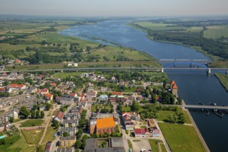 Wolin, Nikolai Church, bridge over the Dziwna, city centre, Baltic Sea coast, Województwo