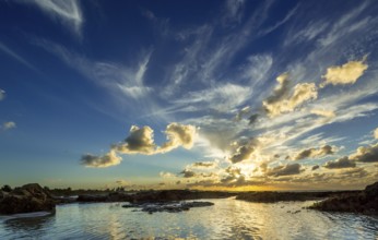 Varadero beach in the PARADISUS VARADERO RESORT SPA hotel complex at sunset, Varadero, Cuba,
