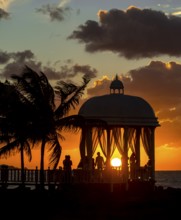 Wedding pavilion on the beach of Varadero with sunset in the hotel complex PARADISUS VARADERO