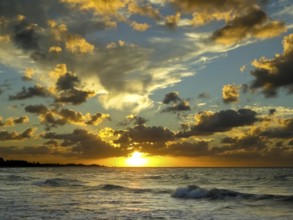 Varadero beach in the PARADISUS VARADERO RESORT SPA hotel complex at sunset, Varadero, Cuba,