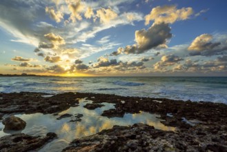 Varadero beach in the PARADISUS VARADERO RESORT SPA hotel complex at sunset, Varadero, Cuba,