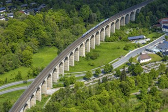 Aerial view, Altenbekener Viaduct, Adenauerstraße, railway viaduct bridge construction, also called