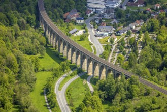 Aerial view, Altenbeken Viaduct, Adenauerstraße, railway viaduct bridge construction, also called