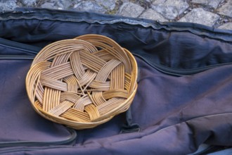 Basket of street musicians in the historic centre of Lisbon, Lisbon, Lisbon district, Portugal