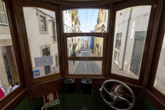 Elevador da Gloria funicular railway, link between the Baixa district and the higher Chiado