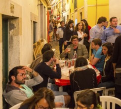 Street restaurant, weekend in the historic centre of Lisbon, Lisbon, Lisbon, Portugal