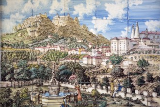 Azulejo of the fortress, Tile of the fortress Castelo dos Mouros, Moorish fortress, Sintra Cascais