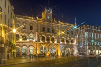 Art Nouveau façade Estação ferroviária do Rossio, Santa Justa - Lisboa do Rossio railway station,