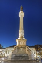 Monument, Praça do Rossio, cobblestones in wave form, wave pattern, Lisbon, Lisbon, Portugal