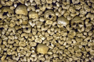 Piled bones in the ossuary, Capela dos ossos parede, chapel of bones, bone chapel, ossuary in