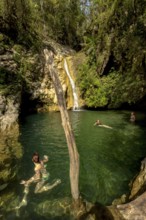 Small bathing lake in the Valle de los Ingenios with tourists, Trinidad, Cuba, Sancti Spíritus,