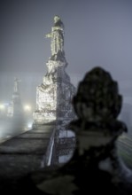 Bom Jesus do Monte, pilgrimage church of Braga in the evening fog, Braga, Braga district, Portugal,