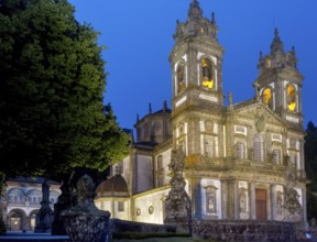 Bom Jesus do Monte, blue hour, night shot, pilgrimage church of Braga, Braga, Braga district,