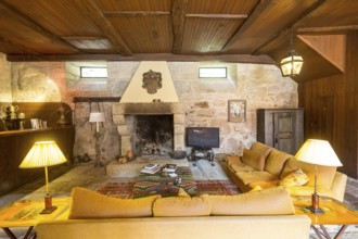 Fireplace room, Casa de Sezim, Grande Escolha winery in the Minho region, the garden of Portugal,