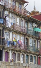 Colourful houses on the banks of the Douro in the Ribeira district, doors, Oporto, Porto district,