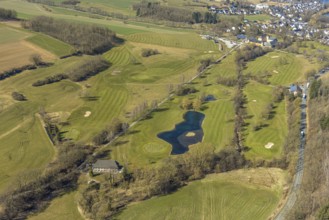 Aerial view, golf course Amecke, 9-hole course, Allendorf, Sundern, Sauerland, North