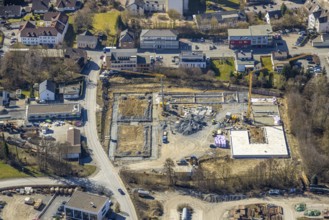Aerial view, construction site at Ewiger Weg, Westenfeld, Sundern, Sauerland, North