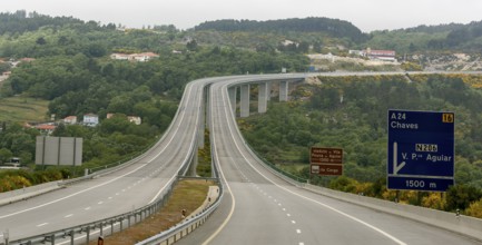 Motorway A24, motorway bridge, MondrÃµes, Vila Real district, Portugal, Europe, Mondräes, aerial