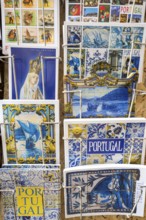Postcards of Coimbra at a postcard stand, Coimbra, Coimbra district, Portugal, Europe, aerial view,