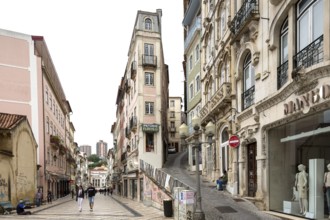 Old town and shopping street of Coimbra, Coimbra, Coimbra district, Portugal, Europe, aerial view,