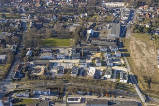 Aerial view, construction site Merkurhöfe new building residential area Rennekamp, former Merkur