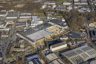 Aerial view, commercial area Lange Wende with Delta Energy Systems (Deutschland) GmbH, Soest,
