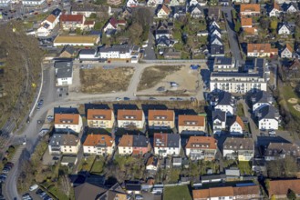 Aerial view, residential area between Elfser Weg and Riga-Ring, construction site Coca-Cola
