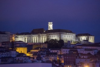 University of Coimbra in the evening light, Coimbra, Coimbra district, Portugal, Europe, aerial