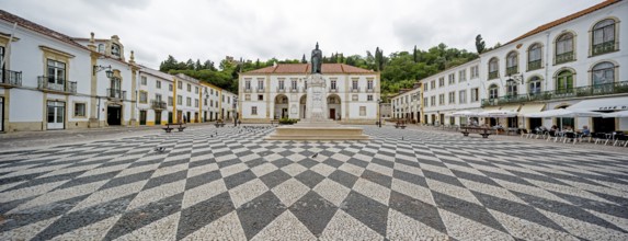 Market square and town hall with the geometric plate patterns, Tomar, Santarém district, Portugal,