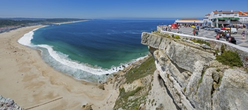View of the city and bay of Nazaré, Nazaré, Leiria district, Portugal, Europe, Nazaré, aerial view,