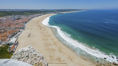View of the city and bay of Nazaré, Nazaré, Leiria district, Portugal, Europe, Nazaré, aerial view,