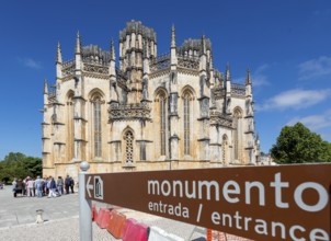 Monument sign, Monastery of Santa Maria da VitÃüria, UNESCO World Heritage Site, Monastery Church
