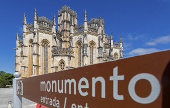 Monument sign, Monastery of Santa Maria da VitÃüria, UNESCO World Heritage Site, Monastery Church